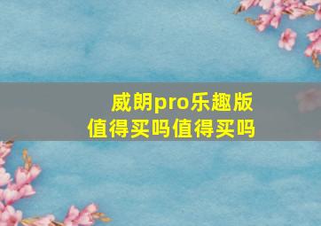 威朗pro乐趣版值得买吗值得买吗