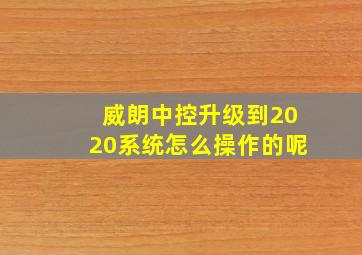 威朗中控升级到2020系统怎么操作的呢