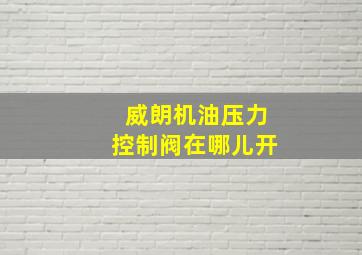 威朗机油压力控制阀在哪儿开