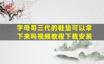 字母哥三代的鞋垫可以拿下来吗视频教程下载安装