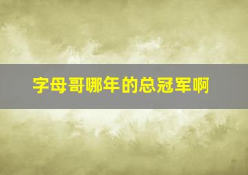 字母哥哪年的总冠军啊