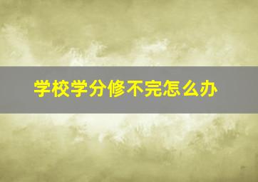 学校学分修不完怎么办