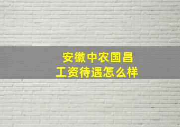 安徽中农国昌工资待遇怎么样