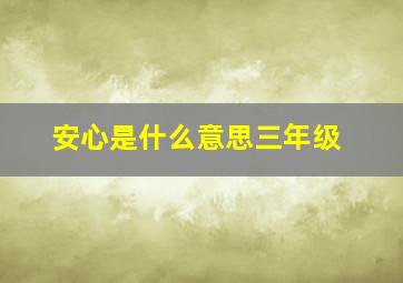 安心是什么意思三年级