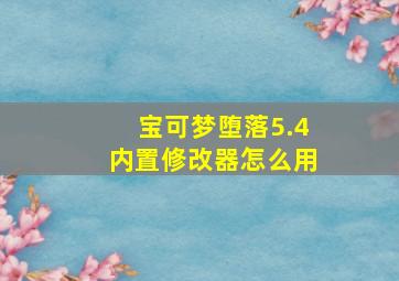 宝可梦堕落5.4内置修改器怎么用