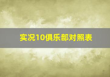 实况10俱乐部对照表