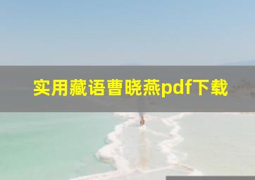 实用藏语曹晓燕pdf下载