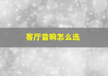 客厅音响怎么选