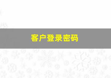 客户登录密码