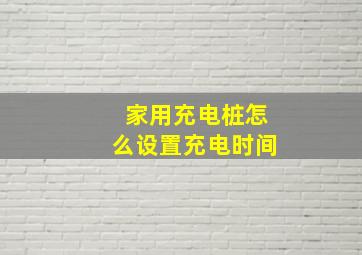 家用充电桩怎么设置充电时间