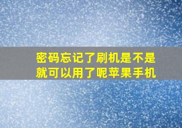 密码忘记了刷机是不是就可以用了呢苹果手机