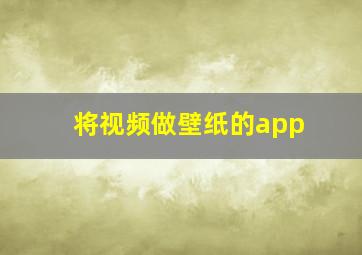 将视频做壁纸的app