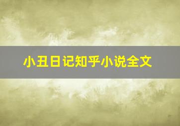 小丑日记知乎小说全文