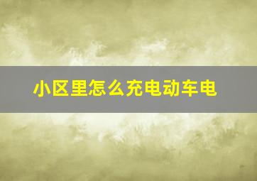 小区里怎么充电动车电