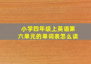 小学四年级上英语第六单元的单词表怎么读