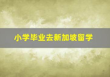 小学毕业去新加坡留学