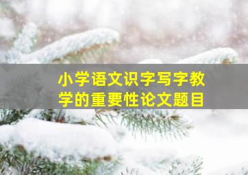 小学语文识字写字教学的重要性论文题目