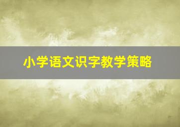 小学语文识字教学策略