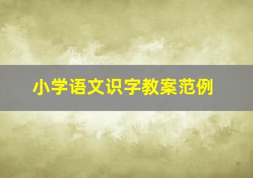 小学语文识字教案范例