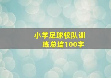 小学足球校队训练总结100字