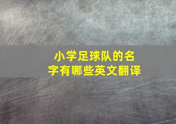 小学足球队的名字有哪些英文翻译