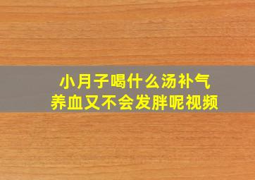 小月子喝什么汤补气养血又不会发胖呢视频