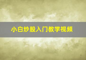 小白炒股入门教学视频