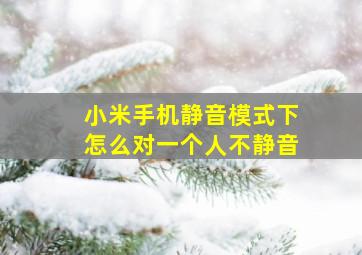 小米手机静音模式下怎么对一个人不静音