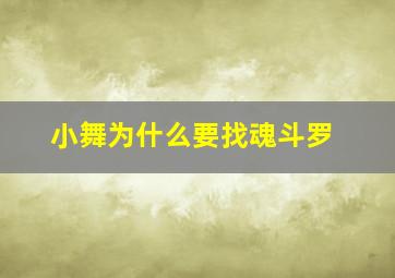 小舞为什么要找魂斗罗