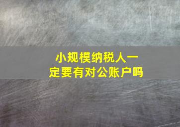 小规模纳税人一定要有对公账户吗