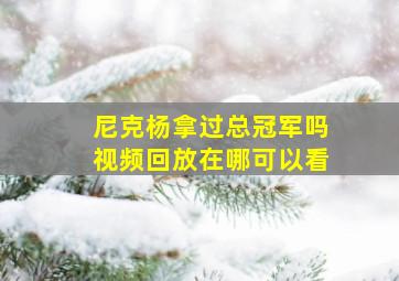 尼克杨拿过总冠军吗视频回放在哪可以看