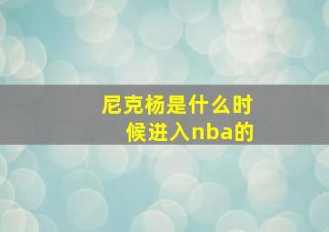 尼克杨是什么时候进入nba的