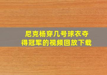 尼克杨穿几号球衣夺得冠军的视频回放下载