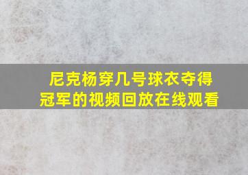 尼克杨穿几号球衣夺得冠军的视频回放在线观看