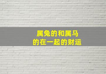 属兔的和属马的在一起的财运