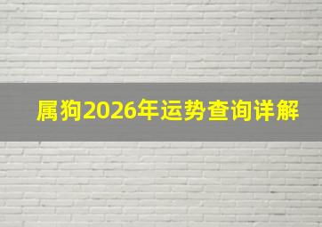 属狗2026年运势查询详解