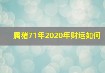 属猪71年2020年财运如何