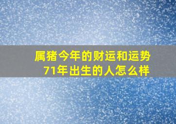 属猪今年的财运和运势71年出生的人怎么样