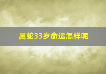 属蛇33岁命运怎样呢