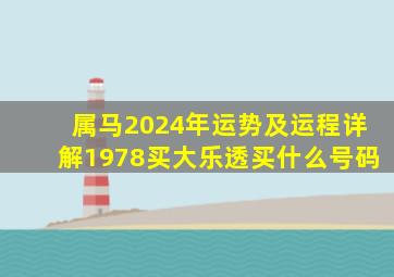 属马2024年运势及运程详解1978买大乐透买什么号码