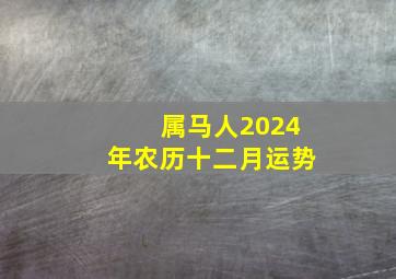 属马人2024年农历十二月运势