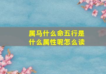 属马什么命五行是什么属性呢怎么读