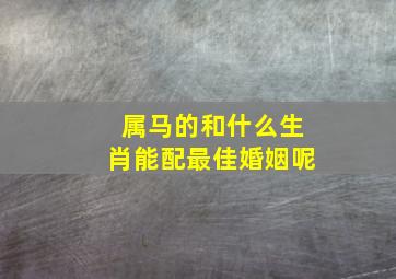 属马的和什么生肖能配最佳婚姻呢