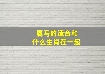 属马的适合和什么生肖在一起