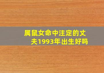 属鼠女命中注定的丈夫1993年出生好吗