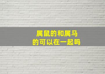 属鼠的和属马的可以在一起吗