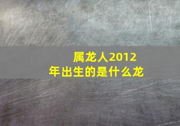 属龙人2012年出生的是什么龙