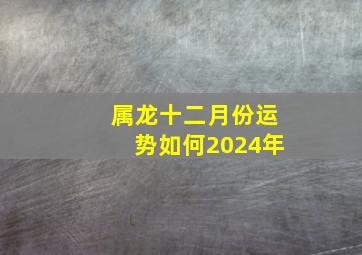 属龙十二月份运势如何2024年