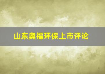 山东奥福环保上市评论