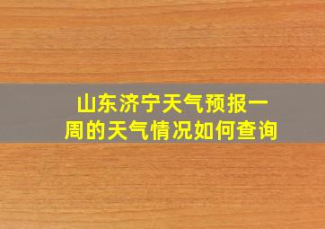 山东济宁天气预报一周的天气情况如何查询